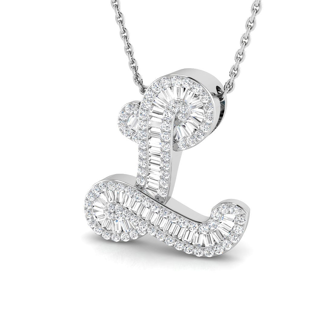 Oscar Diamond Initial Pendant 0.5ct Gold  A to Z(Without Chain )