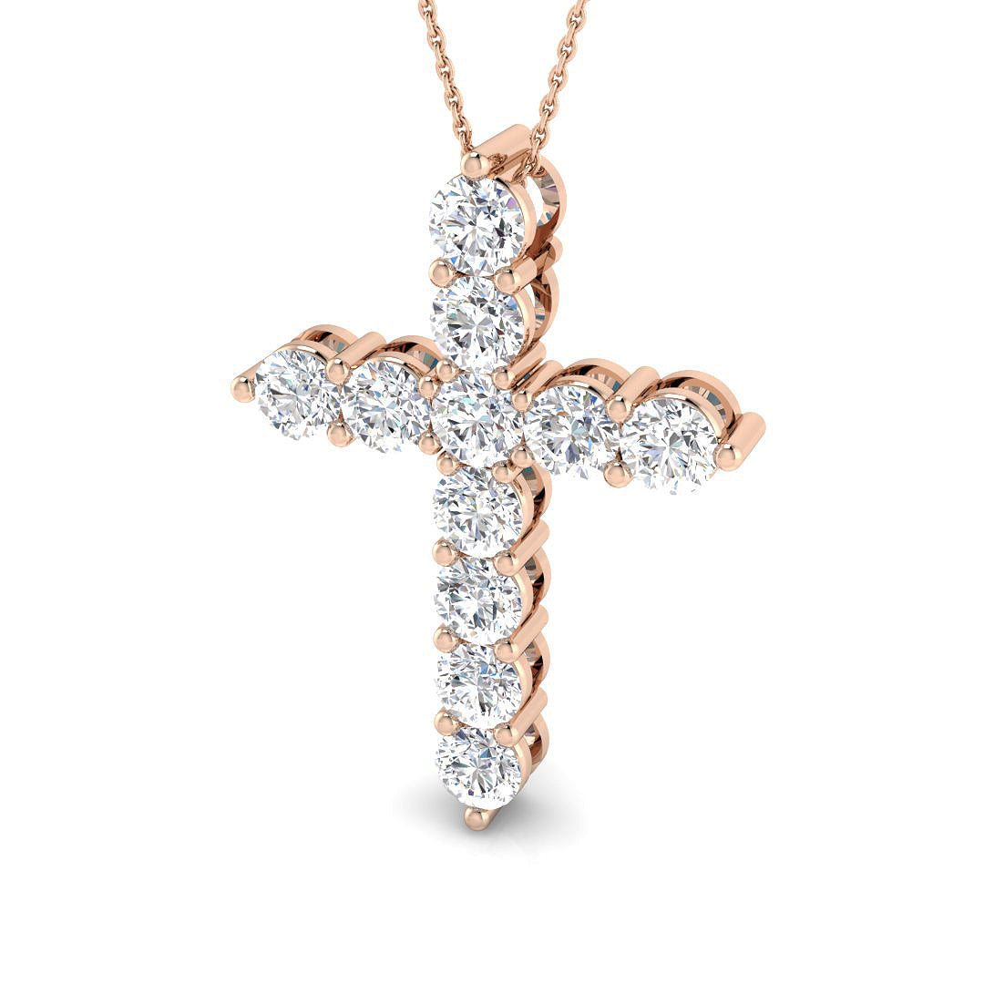 Celestia 5.5Ct Diamond Cross Pendant In 9K, 18K (White, Yellow, Rose Gold) With Complimentary Silver
