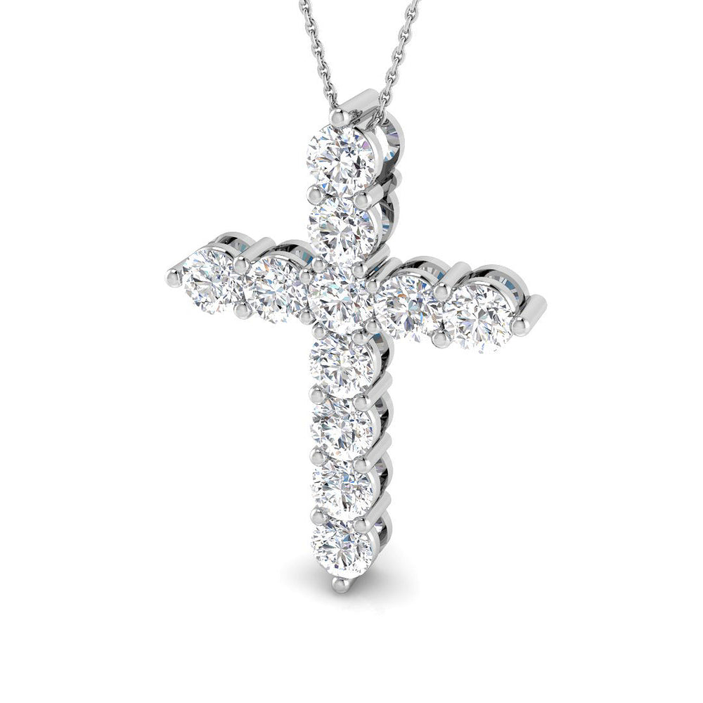 Celestia 5.5Ct Diamond Cross Pendant In 9K, 18K (White, Yellow, Rose Gold) With Complimentary Silver
