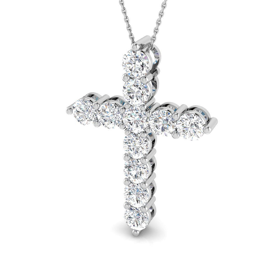 Celestia 5.5Ct Diamond Cross Pendant In 9K, 18K (White, Yellow, Rose Gold) With Complimentary Silver