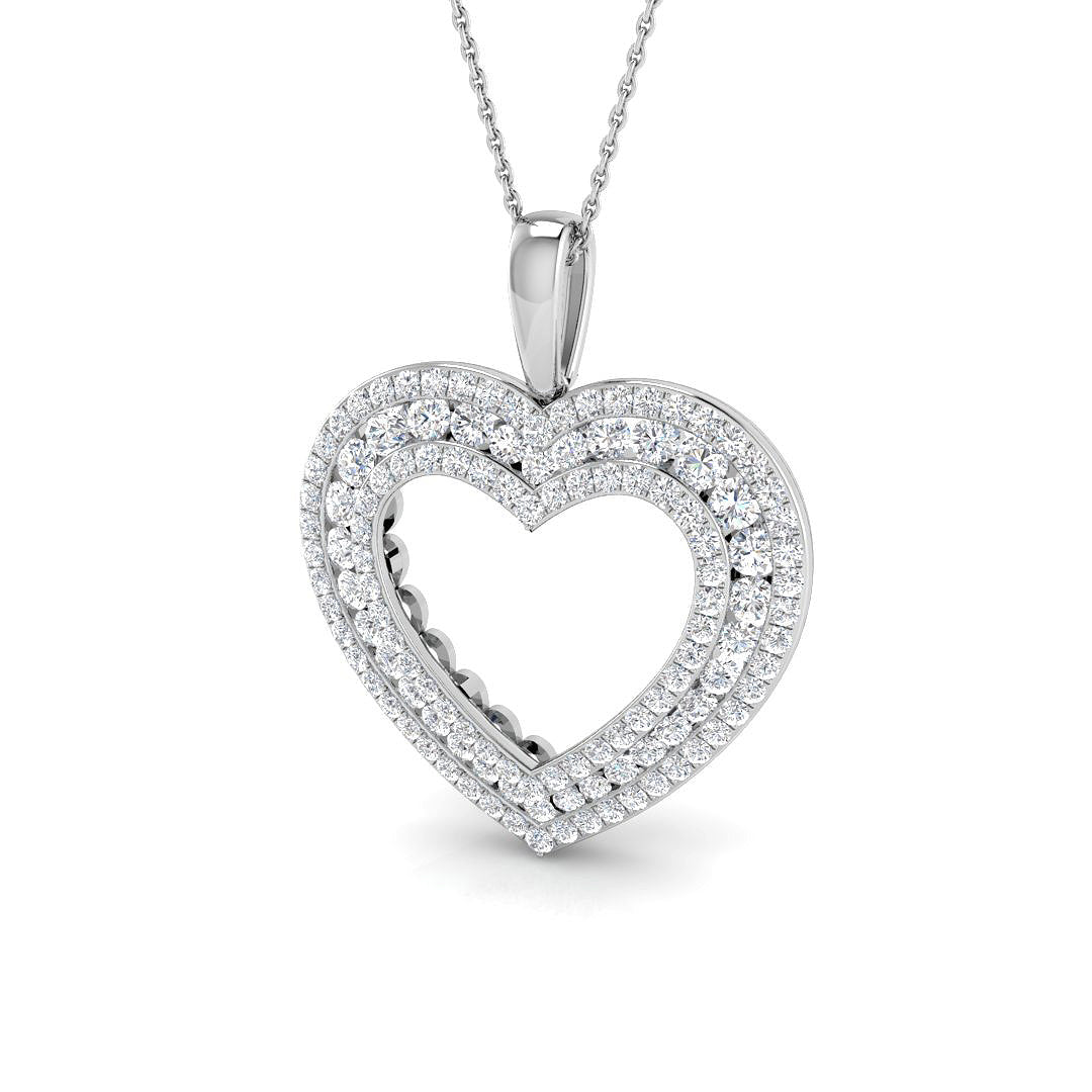 Grace Heart Pendant Diamond Necklace 2ct to 3ct Gold (Without Chain )