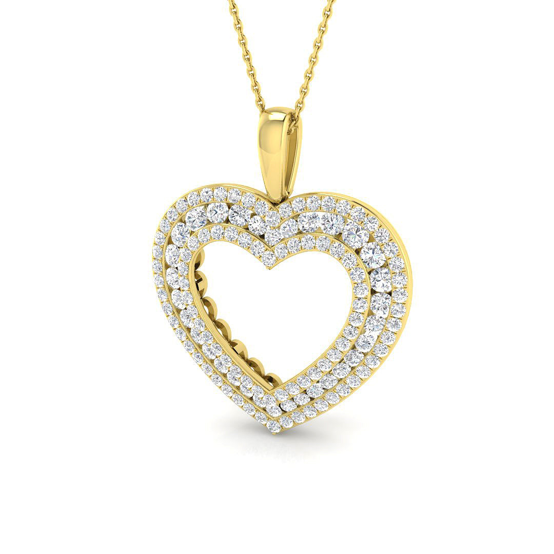 Grace Heart Pendant Diamond Necklace 2ct to 3ct Gold (Without Chain )