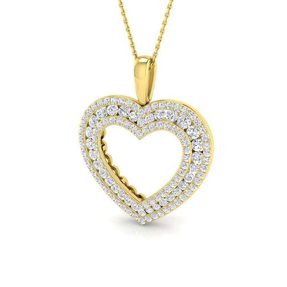 Grace Heart Pendant Diamond Necklace 2ct to 3ct Gold (Without Chain )