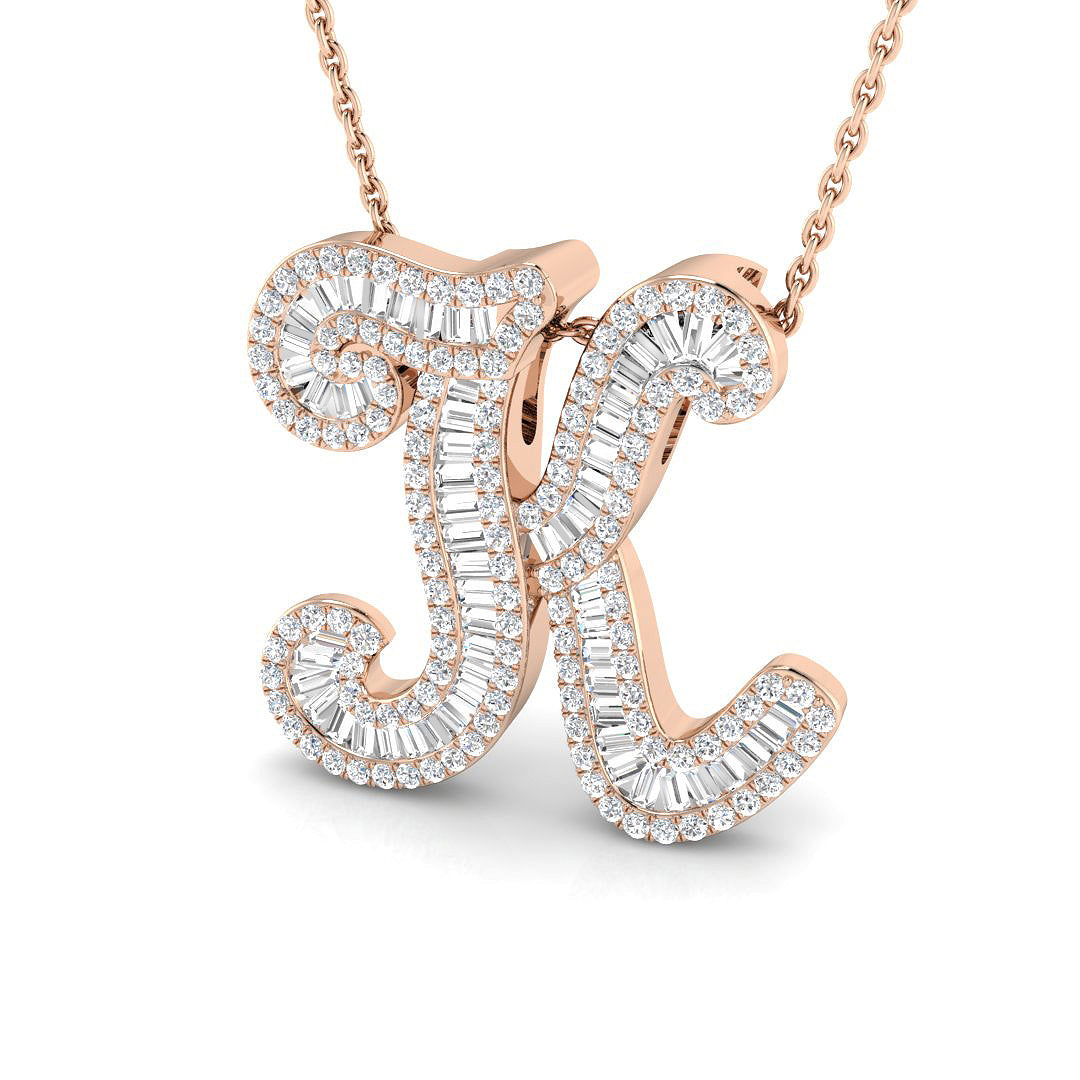 Owen Initials Pendant Diamond Necklace 0.75ct Gold  A to Z(Without Chain )