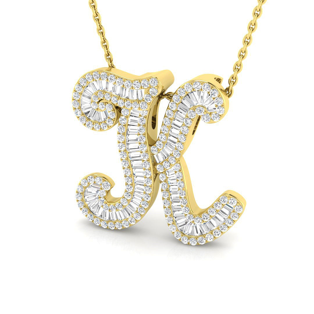 Owen Initials Pendant Diamond Necklace 0.75ct Gold  A to Z(Without Chain )