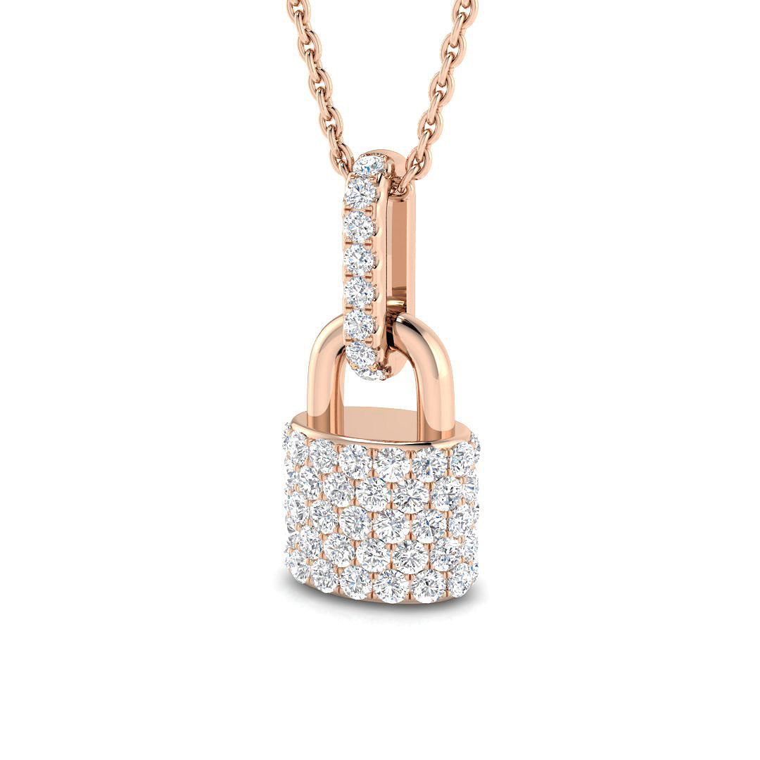 Holly Diamond Pendant Padlock 0.75ct Gold (Without Chain )