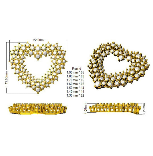Diamond Heart Pendant | Yellow Gold Heart Diamond Without Chain