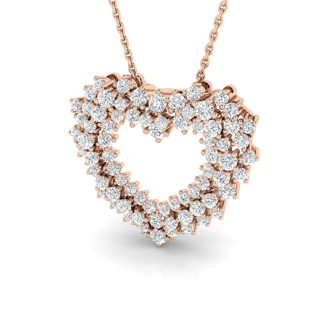 Yarrow Heart Pendant Diamond  1ct to 4.5ct Gold (Without Chain )
