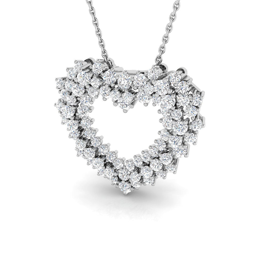 Yarrow Heart Pendant Diamond  1ct to 4.5ct Gold (Without Chain )
