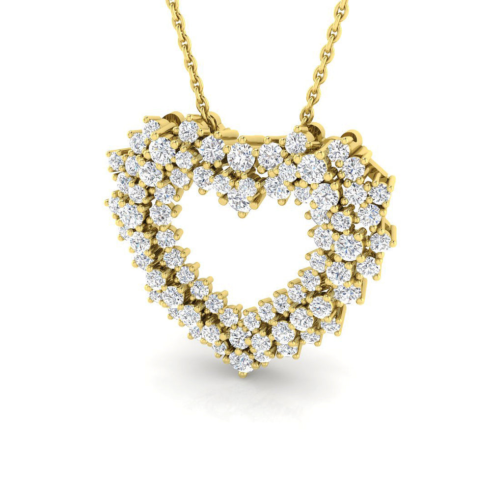 Yarrow Heart Pendant Diamond  1ct to 4.5ct Gold (Without Chain )