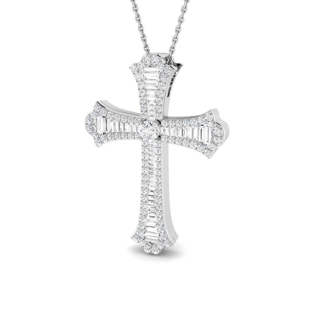 Veridian 1Ct Diamond Cross Pendant In 9K, 18K (White, Yellow, Rose Gold) With Complimentary Silver