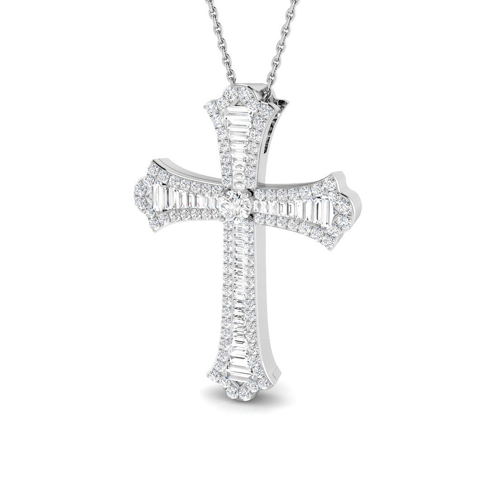Veridian 1Ct Diamond Cross Pendant In 9K, 18K (White, Yellow, Rose Gold) With Complimentary Silver
