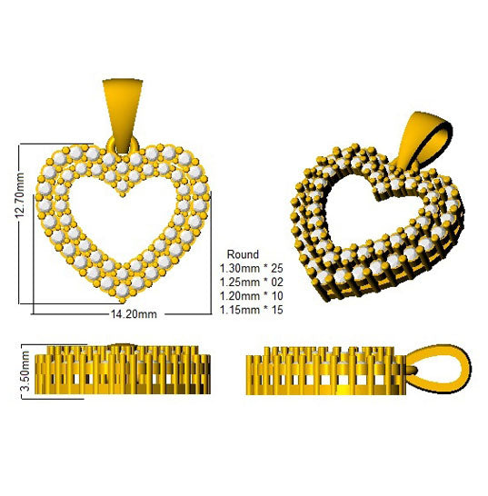 Heart-Shaped Diamond Pendant | Heart Halo Diamond Necklace Without Chain