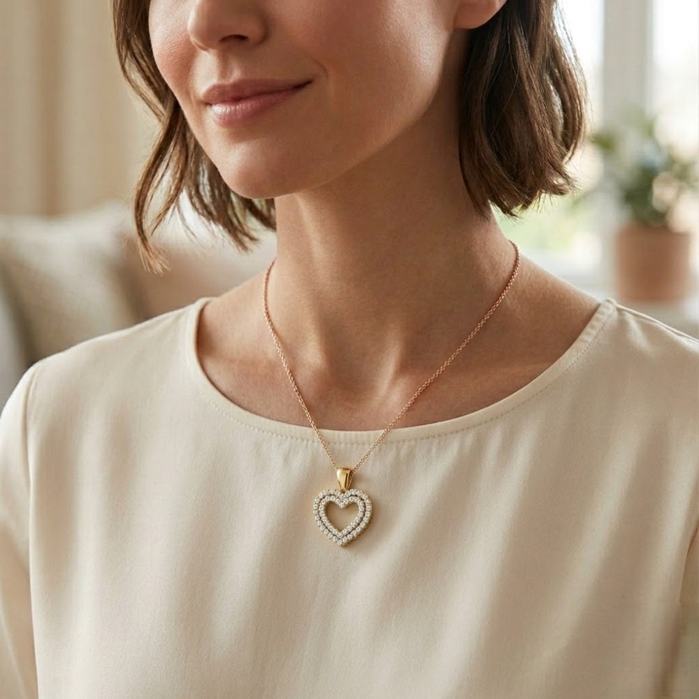 Heart-Shaped Diamond Pendant | Heart Halo Diamond Necklace Without Chain