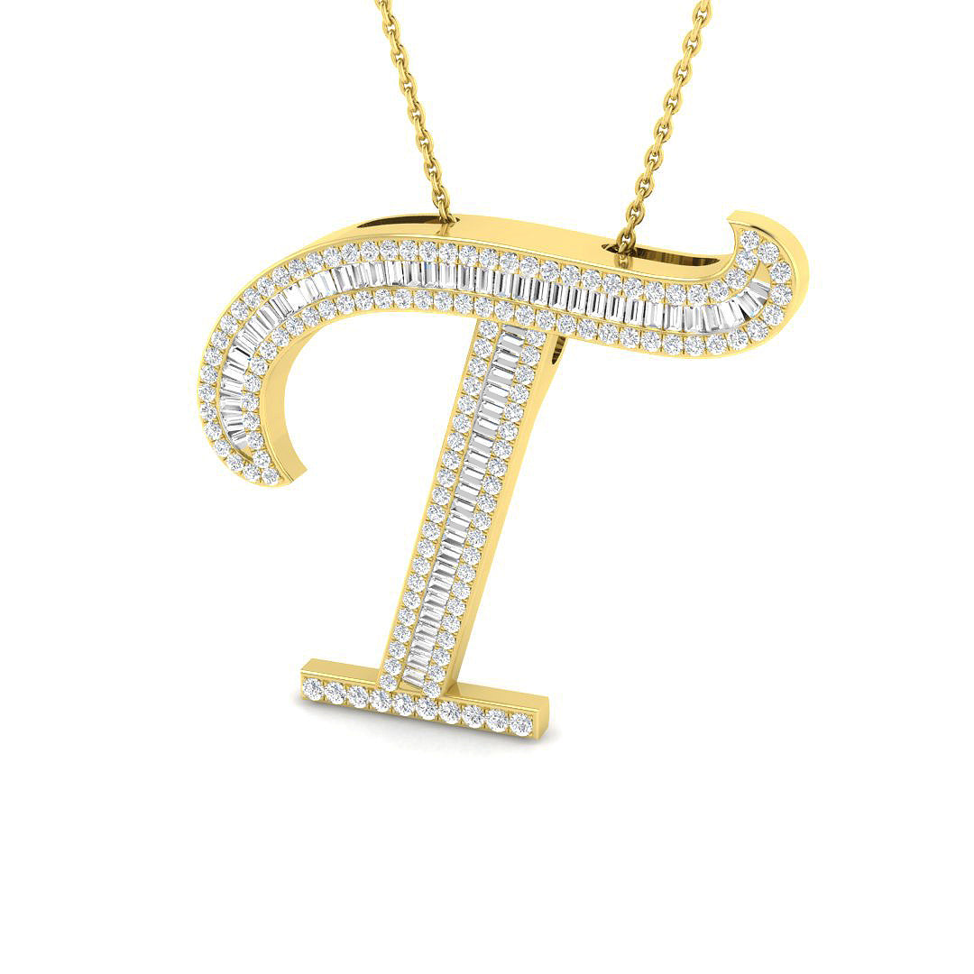 Toni Diamond Initial Pendant 1ct Gold  A to Z(Without Chain )