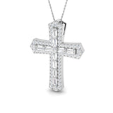 Opulencia 2.75Ct Diamond Cross Pendant In 9K, 18K (White, Yellow, Rose Gold) With Complimentary Silver
