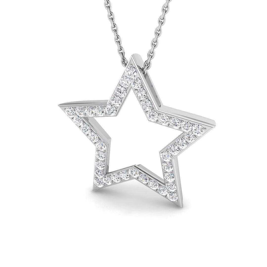 0.5 Carat D-E/VS Lab Grown Round Diamond Designer Pendant 9k White Gold Ready To Ship