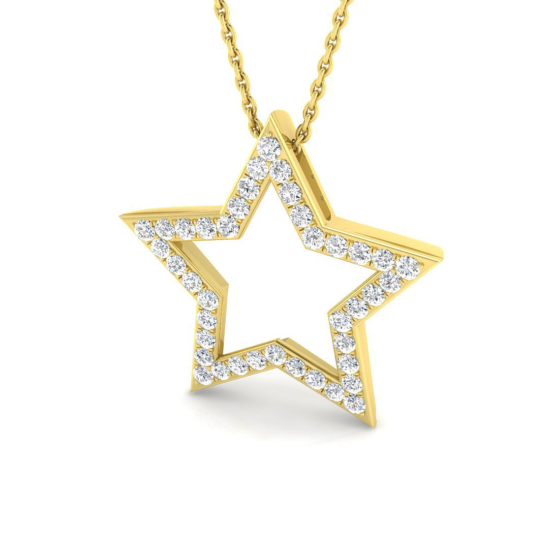 0.5 Carat D-E/VS Lab Grown Round Diamond Designer Pendant 9k Yellow Gold Ready To Ship
