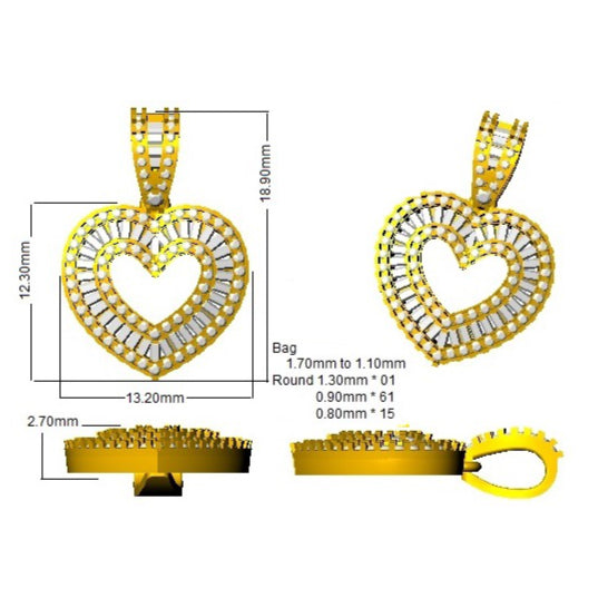 Thyme Baguette Brilliant Pendant 0.5ct to 5ct Gold (Without Chain )