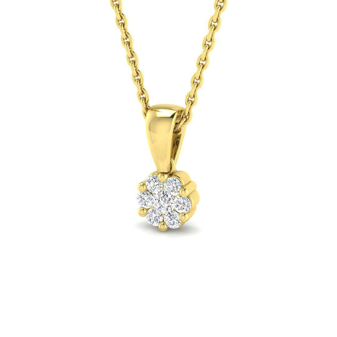 Yasmin Cluster Pendant 0.1ct Diamond Gold (Without Chain )