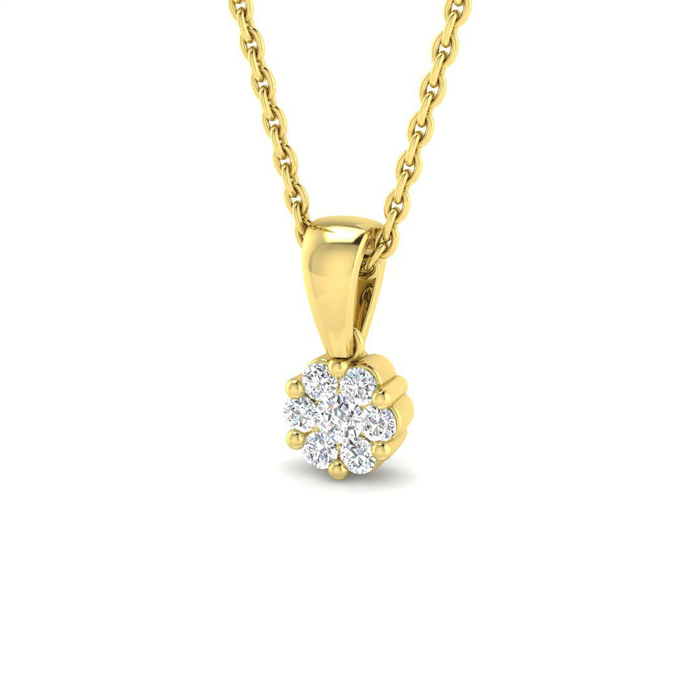 Yasmin Cluster Pendant 0.1ct Diamond Gold (Without Chain )