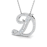 Diamond "D" Initial Pendant with Baguette and Round Diamonds