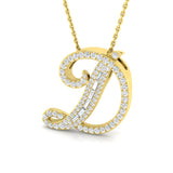 Diamond "D" Initial Pendant with Baguette and Round Diamonds