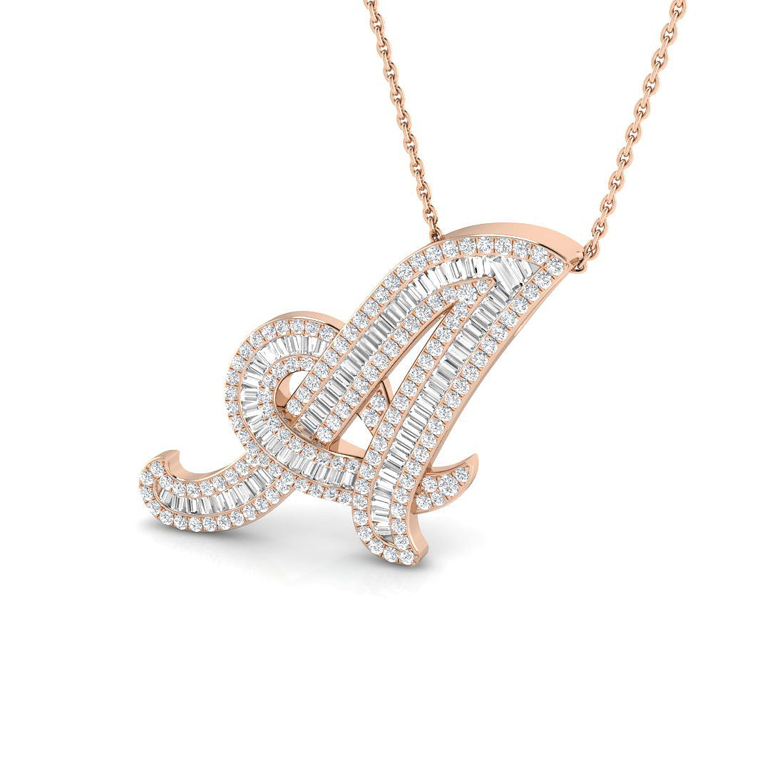 Bulgy Diamond Initial Pendant 1ct  Gold A to Z(Without Chain )