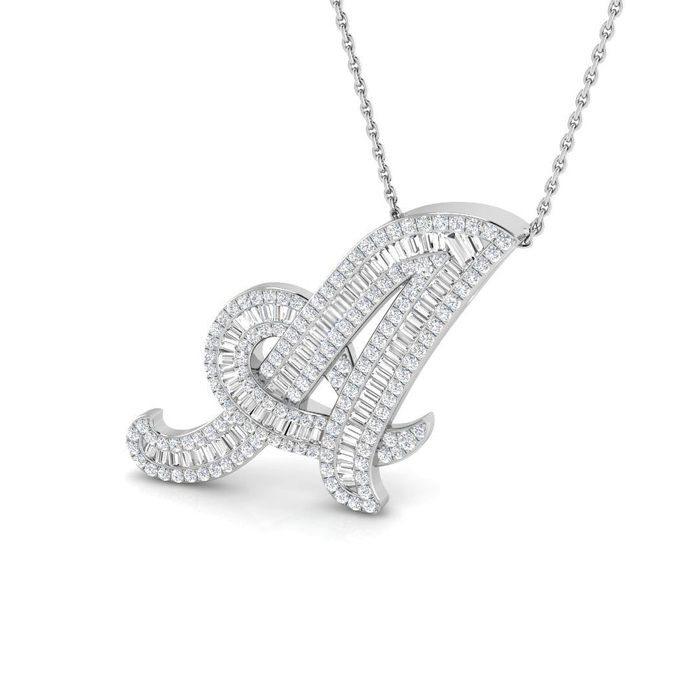 Bulgy Diamond Initial Pendant 1ct  Gold A to Z(Without Chain )