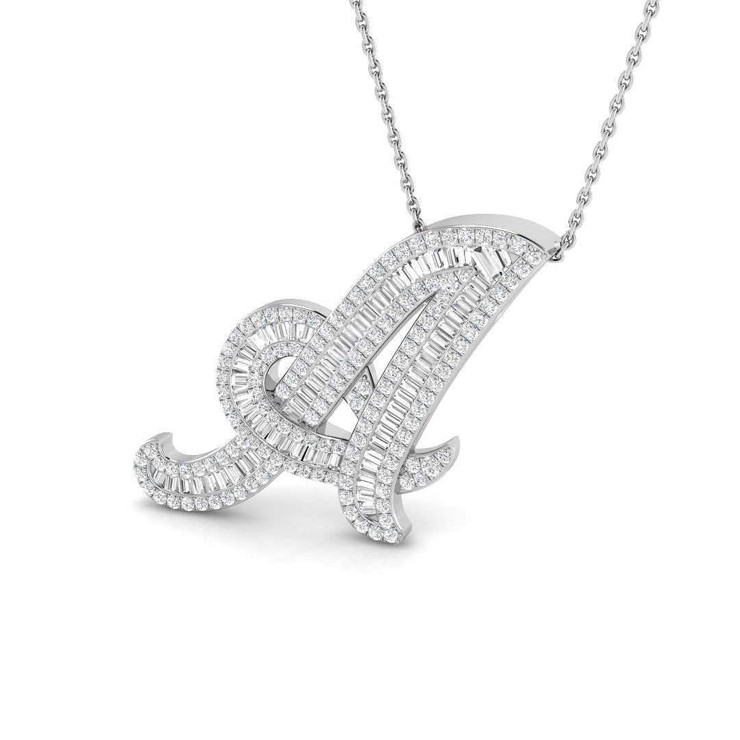 Bulgy Diamond Initial Pendant 1ct  Gold A to Z(Without Chain )