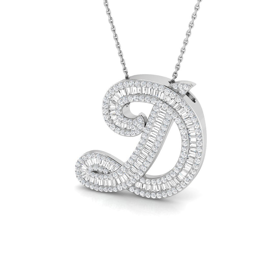 Pendant with Baguette and Round Diamonds