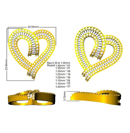 Heart Diamond Necklace in Gold | Classic Heart Diamond Pendant Without Chain