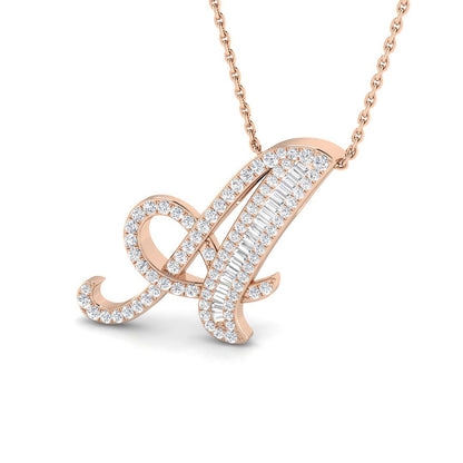Luxurious Gold Diamond Script Initial "A" Pendant