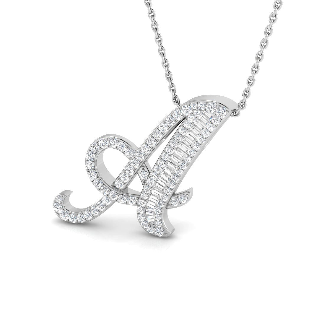 Luxurious Gold Diamond Script Initial "A" Pendant