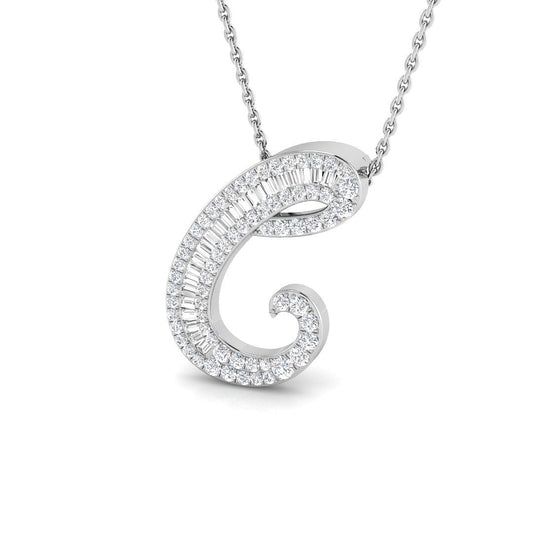 Luxurious Gold Diamond Script Initial "C" Pendant
