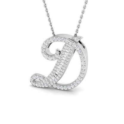 Gold Pendant with Diamond "D" Letter Initial