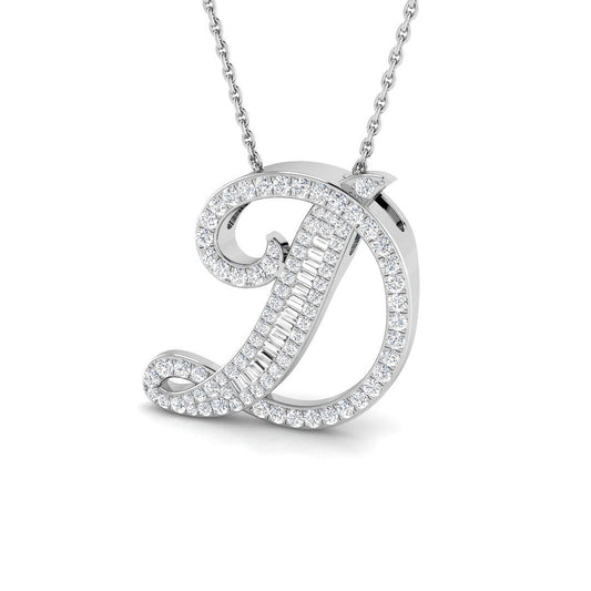 Gold Pendant with Diamond "D" Letter Initial