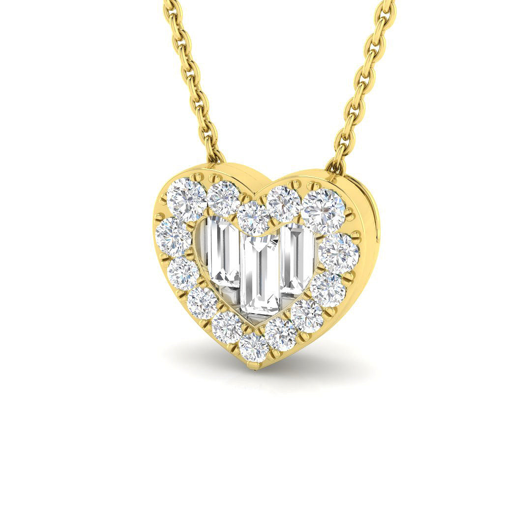 Zinnia Heart Pendant 0.5ct to 0.75ct Diamond Gold (Without Chain )