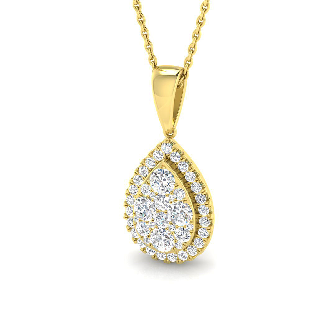 Aloe Cluster Pendant 0.75ct to 1.75ct Gold (Without Chain )
