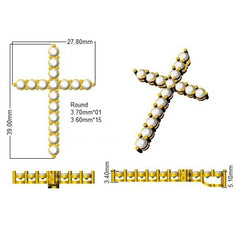 3 Carat D-E/VS Lab Grown Round Diamond Cross Pendant 9k White Gold Ready To Ship