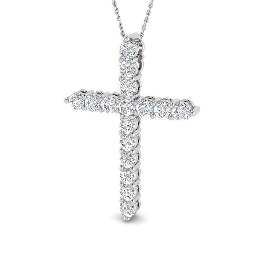 2.97ct – 5.32ct Round Diamond Rope-Style Cross Necklace in Gold & Platinum