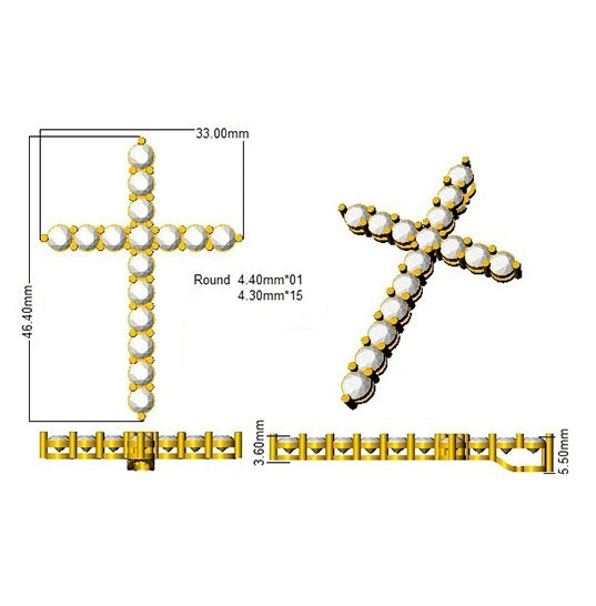 5.1 Carat D-E/VS Lab Grown Round Diamond Cross Pendant 9k White Gold Ready To Ship