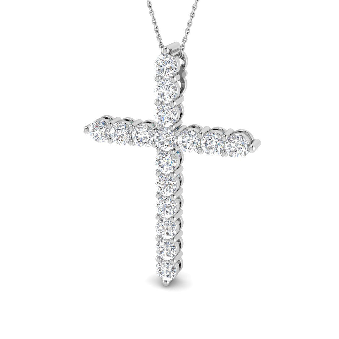 5.1 Carat D-E/VS Lab Grown Round Diamond Cross Pendant 9k White Gold Ready To Ship