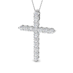5.1 Carat D-E/VS Lab Grown Round Diamond Cross Pendant 9k White Gold Ready To Ship