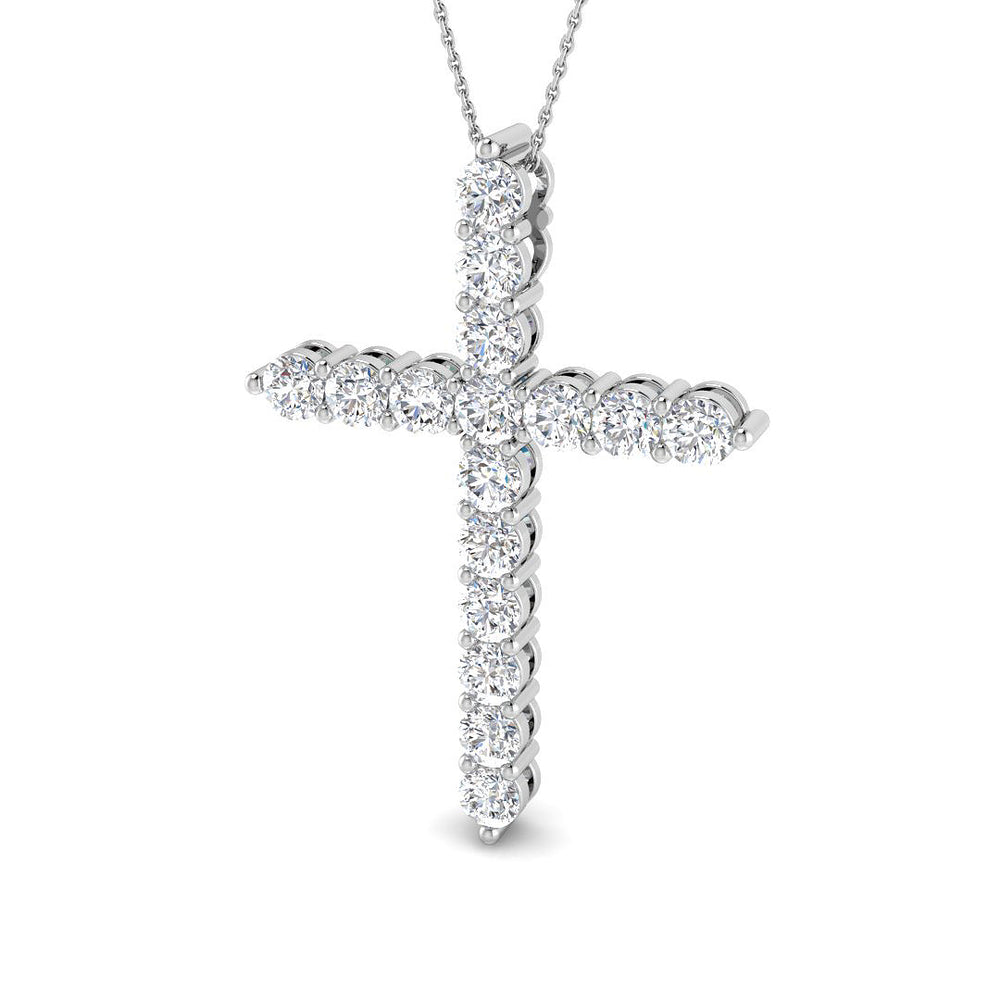 Radiantia 5Ct Diamond Cross Pendant In 9K, 18K (White, Yellow, Rose Gold) With Complimentary Silver