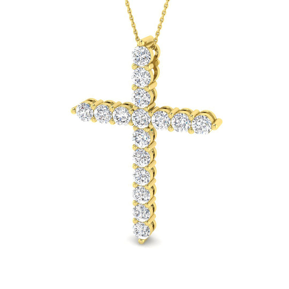 Radiantia 5Ct Diamond Cross Pendant In 9K, 18K (White, Yellow, Rose Gold) With Complimentary Silver