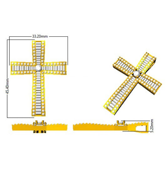 4.00Ct Diamond Cross Pendant in Rose Gold, Yellow Gold, White Gold or Platinum