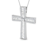 Excelsia 4Ct Diamond Cross Pendant In 9K, 18K (White, Yellow, Rose Gold) With Complimentary Silver
