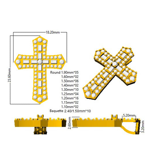 Bryony Diamond Cross Pendant 1ct  Gold(Without Chain )