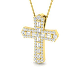 Perpetua 0.75Ct Diamond Cross Pendant In 9K, 18K (White, Yellow, Rose Gold) With Complimentary Silver